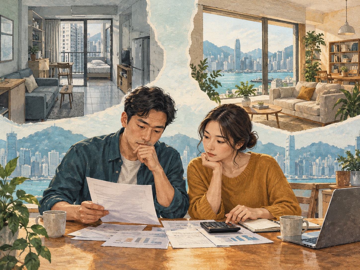 同一個香港家庭比較租住單位與置業供樓的每月開支