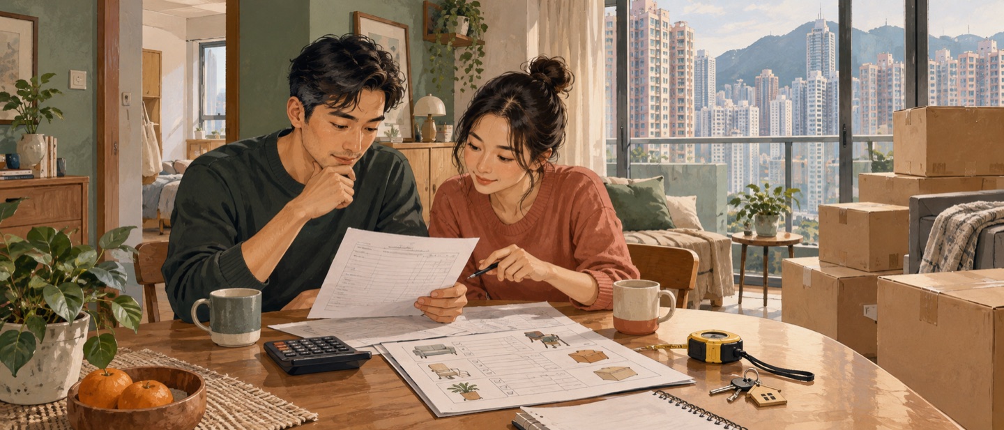 Moving boxes, keys and a checklist for planning a household move in Hong Kong