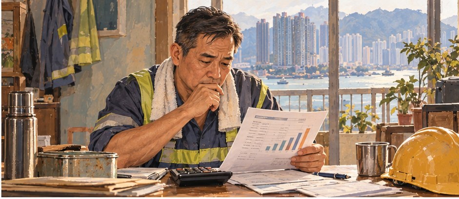 插畫以儲蓄、時間刻度和供款走勢呈現強積金估算